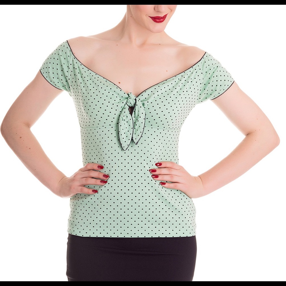 Hell Bunny Mint Polka Dot Shirt